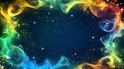 Wall Mural - vibrant cosmic nebula swirls frame a dark background