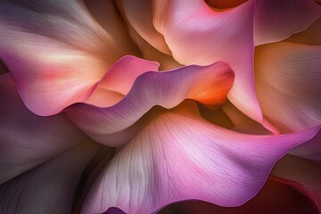 Wall Mural - Close up photo showcasing the delicate beauty of pink ranunculus petals through soft focus highlighting their intricate details and textures