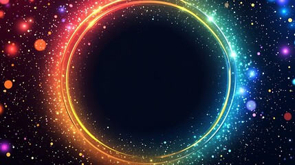 Wall Mural - luminous rainbow circles glimmering in cosmic dust