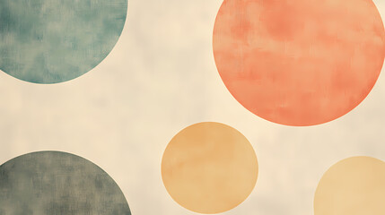 Wall Mural - Abstract pastel circles on textured beige background. Muted Earthtones. Illustration