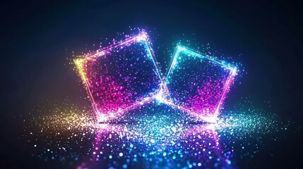 Wall Mural - glowing neon cubes sparkle with energetic particles