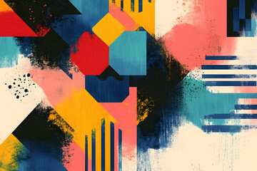 Wall Mural - a colorful abstract background with a lot of different shapes and colors. risograph effect, trendy r