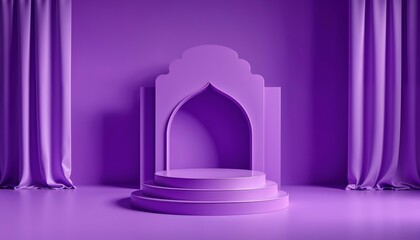 Purple Stage with Arch for Product Display and Mockups