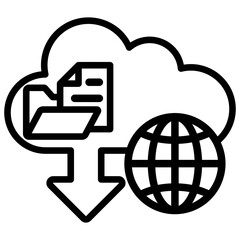 Cloud Download File Media and Sharing Outlined Vector Icon