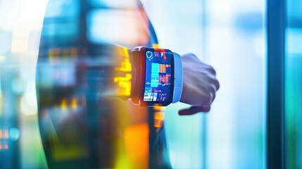 Futuristic Smartwatch Displaying Data On A Wrist