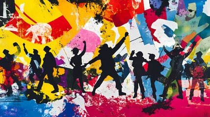 Wall Mural - people collage art