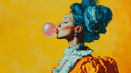 Wall Mural - woman baroque bubblegum