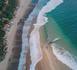 Wall Mural - Summer closeup sunset sea sky landscape. Colorful ocean beach sunrise. Beautiful beach reflections calm waves, soft sandy beach. Perfect tropical coast horizon scenic coast view.generative ai