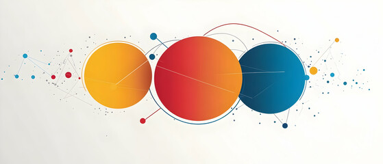 Wall Mural - Modern infographic with three interlinked circles emphasizing connected concepts  -