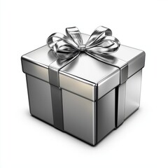 Poster - Elegant silver gift box with shiny bow for special occasions and celebrations