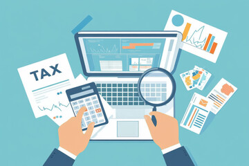 tax payment concept. state government taxation, calculation of tax return. man fills the tax form, d