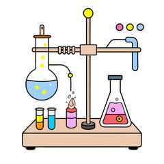 Titration Apparatus Laboratory Research Vector Illustration – Clipart, Line Art & Cartoon Design, High-quality titration apparatus vector illustration – perfect for lab research designs and digital us