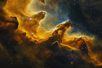 Wall Mural - a beautiful orange and blue sky with a lot of stars. the sky is filled with clouds and the stars are