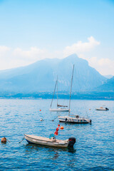 Wall Mural - Castello Scaligero, Lake Garda, Italy. Lago di garda. a beautiful lake for swimming, sailing and water sports