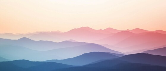 Wall Mural - Pastel Hues Paint a Serene Mountain Range Panorama