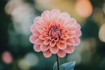 Wall Mural - Beautiful dahlia flower in soft pink hues blooming in a lush garden during the late afternoon light