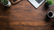 © Gimbalock - laptop on wooden table top down