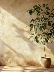 Canvas Print - Sunlit Indoor Potted Plant