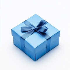 Wall Mural - Elegant blue gift box with satin ribbon - perfect for celebrations and special occasions