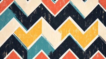 Poster - Bold Geometric Zigzag Pattern with Vibrant Colors