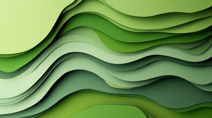 Poster - Abstract Green Paper Waves Background Design