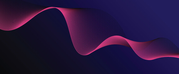 Wall Mural - dark blue abstract background with glowing wave lines. futuristic background modern concept technolo