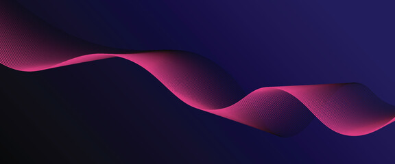 Wall Mural - dark blue abstract background with glowing wave lines. futuristic background modern concept technolo
