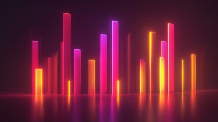 Poster - A D financial bar graph with smooth, glowing bars and a minimalistic background, symbolizing steady growth and success in market trends
