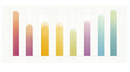 Leinwandbilder - A clean and sharp financial bar graph with colorful bars, displaying growth trends over time on a high-resolution digital screen