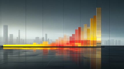 Leinwandbilder - A clean and sharp financial bar graph with colorful bars, displaying growth trends over time on a high-resolution digital screen