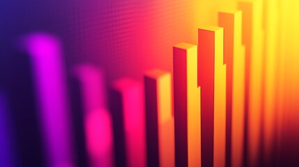 Poster - A close-up of a financial bar graph on a business report, with colorful vertical bars illustrating market performance trends over a set period