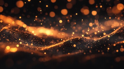 Poster - A close-up of light particles speeding through a void, glowing brightly as they move, capturing the concept of light speed in a scientific and abstract manner