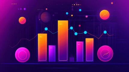 Leinwandbilder - A dynamic and colorful financial bar graph showing positive market trends with a modern tech interface and smooth transitions between data points