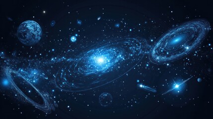 stars, galaxies, and space dust on a deep blue backdrop. having an abstract perspective on the unive