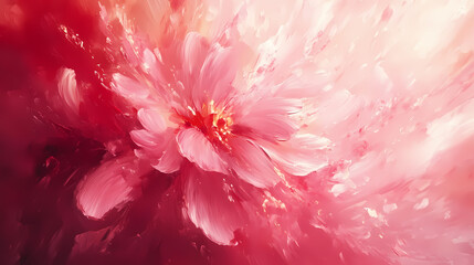 Wall Mural - pastel pink floral explosion, abstract summer flowers, canvas oil painting, soft and dreamy texture,