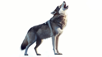 Wall Mural - A majestic wolf howling beneath a luminous full moon, capturing the essence of wilderness and freedom. isolated on a transparent white background, png. Luminous Shadows. Illustration