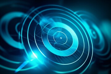 Wall Mural - abstract blue glowing circular lines on a dark blue background. ai generative. .