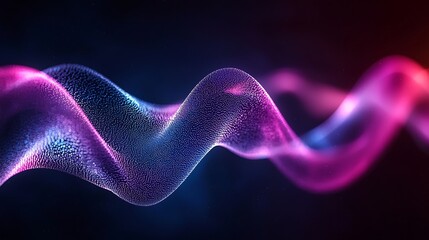 Wall Mural - Abstract swirling neon light waves, digital art background.
