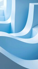 Wall Mural - abstract 3d blue cube shapes against a smooth, blue gradient background, creating depth and movement