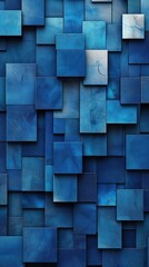Wall Mural - abstract blue squares arranged in a dynamic pattern, creating a clean, geometric design.