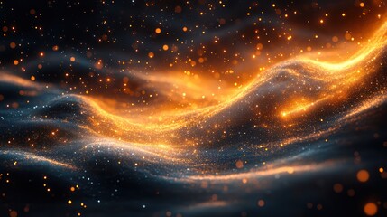Wall Mural - abstract cosmic swirl with glowing star particles and deep color transitions