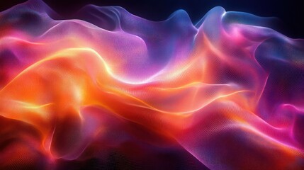Wall Mural - abstract digital mesh glowing in neon tones with smooth transitions