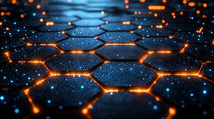 Wall Mural - Glowing Hexagonal Network, Abstract Technology Background.