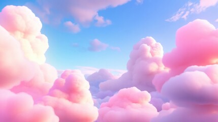 Wall Mural - soft pink clouds drift across a serene sky, illuminating the landscape with a warm glow as daylight 