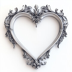 heart shaped silver frame isolated in white