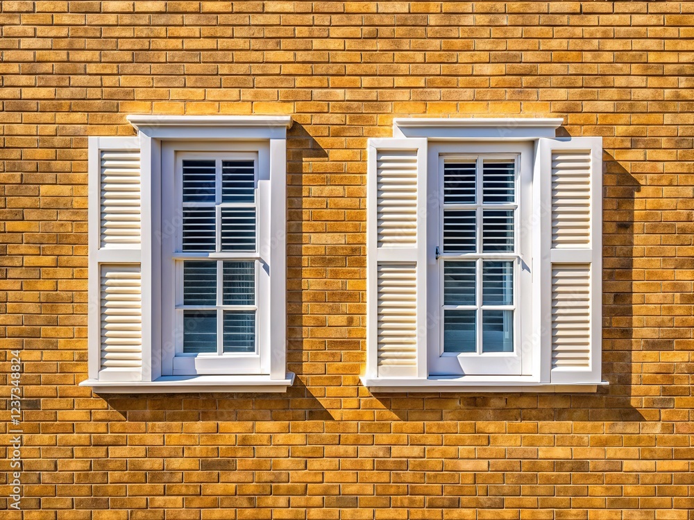 Elevated view: White wood windows, light-toned brick, and visible air ...