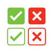 © rochmuch - Check mark, Tick  and X mark icon. Checkmark and x mark icon for apps and websites. Green and red check  icon for UIUX app icons. Set check mark and cross. Vector illustration