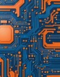 © sevenSkies - Orange and blue interconnected circuits abstract tech concept background