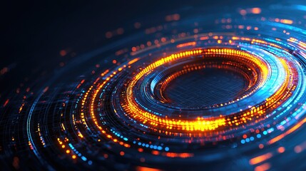 Abstract glowing circular tech design, futuristic background