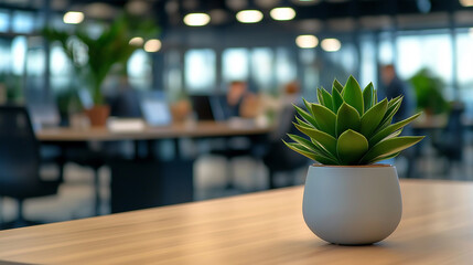 Aufkleber - Green plant bringing life to modern office space with working employees